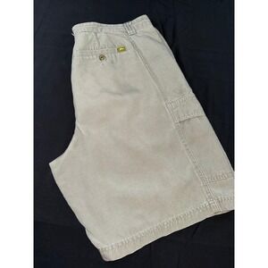 Tommy Bahama Relax Mens 34 Khaki Cargo Shorts Tencel Cotton Twill Tan Casual